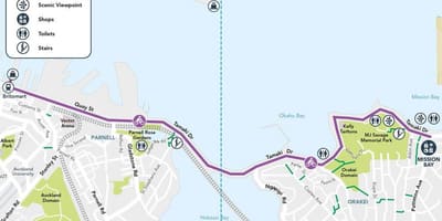 ગુલાબી cycleway ઓકલેન્ડમાં નકશો